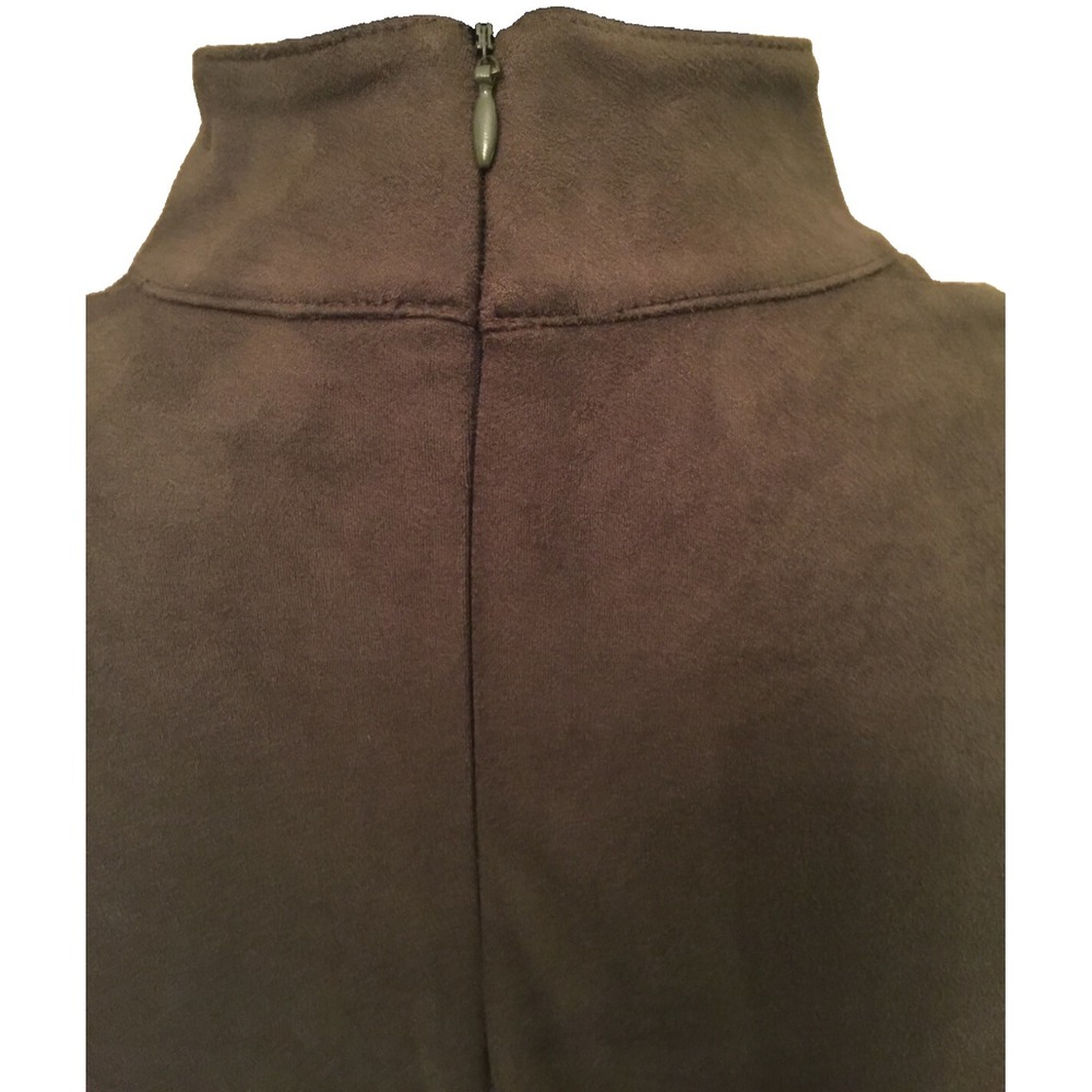Chico's Womens Mock Neck Top Sz 1 Green Faux Suede Long Sleeve Tie Cuff Stretch - Picture 8 of 12